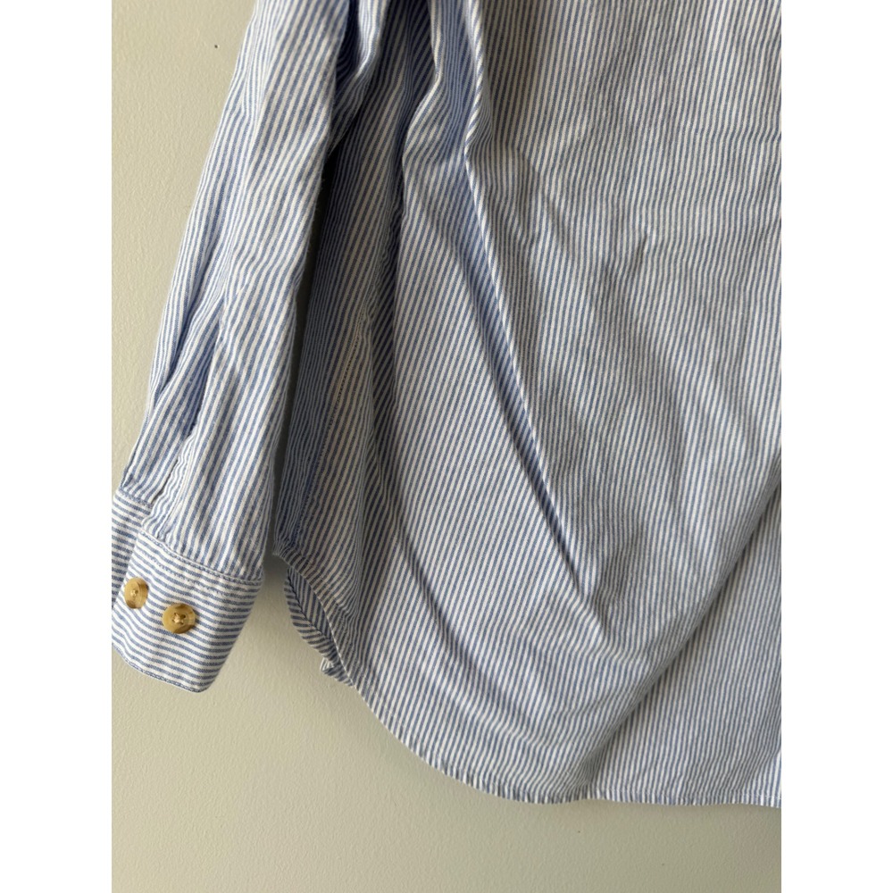 Cabin Creek Woman's Small Blue White Striped Sunflower Fall Embroidered Shirt - Picture 8 of 10